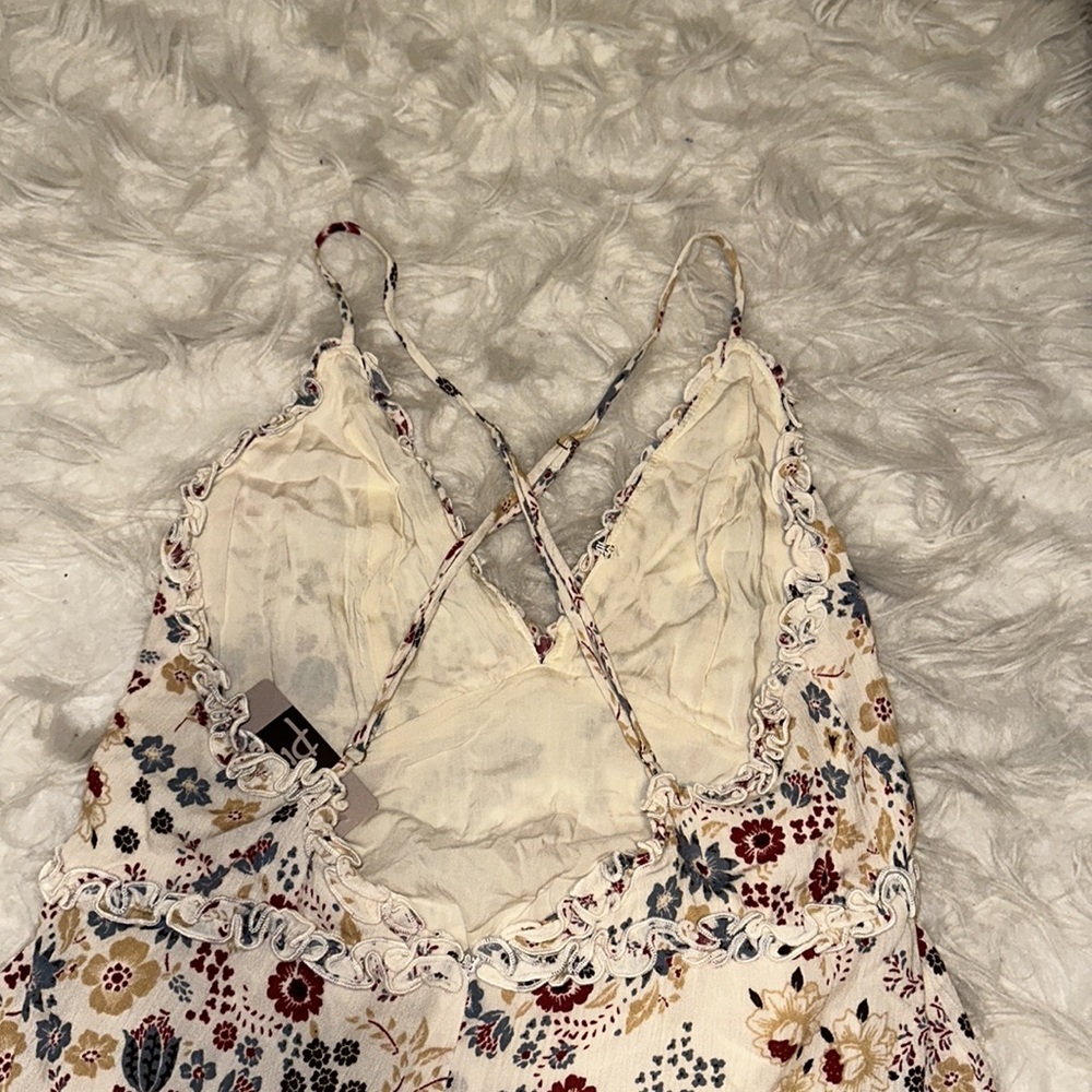 Pitaya Floral Mini Dress in Cream with Red, Blue, and Yellow Flowers - Picture 3 of 4